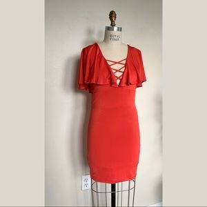 NWT Flounce Drape Sleeve Fall Holiday Dress